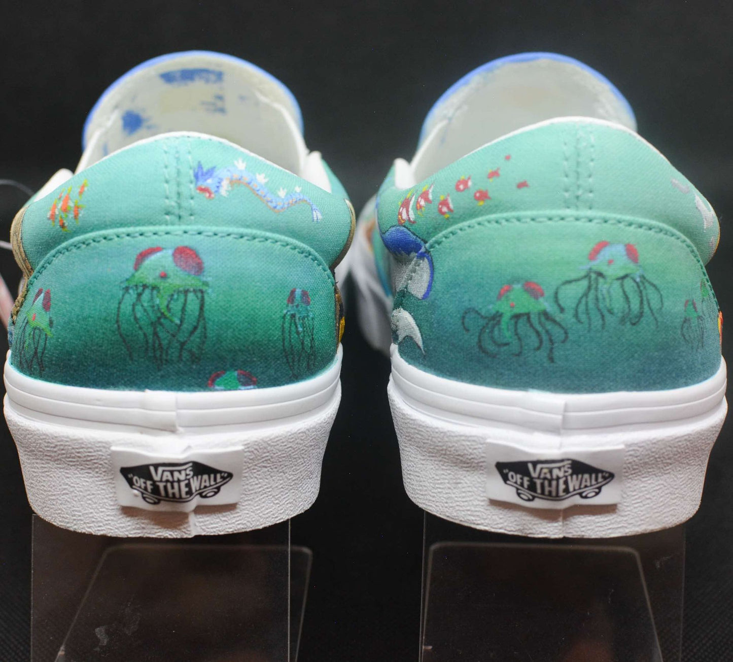 showing the back of the shoe for the custom water type pokemon shoes