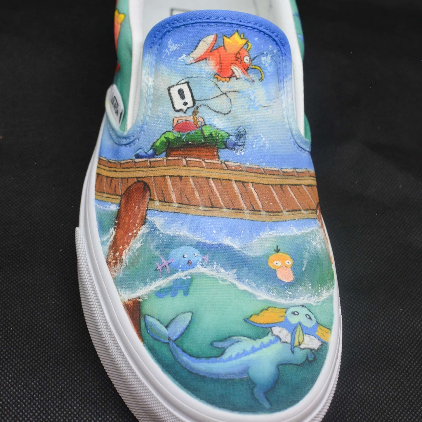 showing the right shoe of the custom pokemon water type shoes