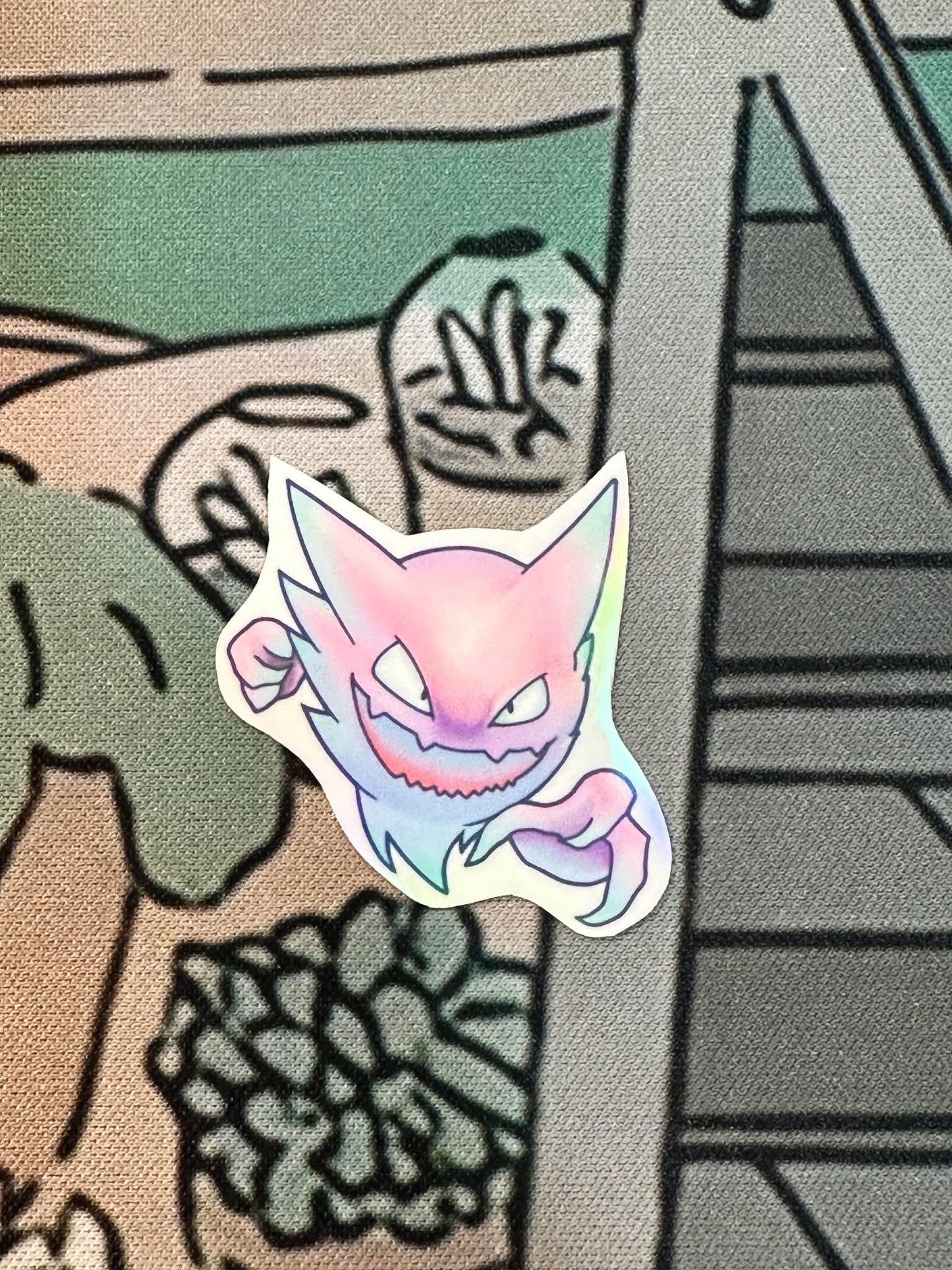 showing the haunter by itself with a different background for the pastel pokemon gengar, haunter and gastly stickers