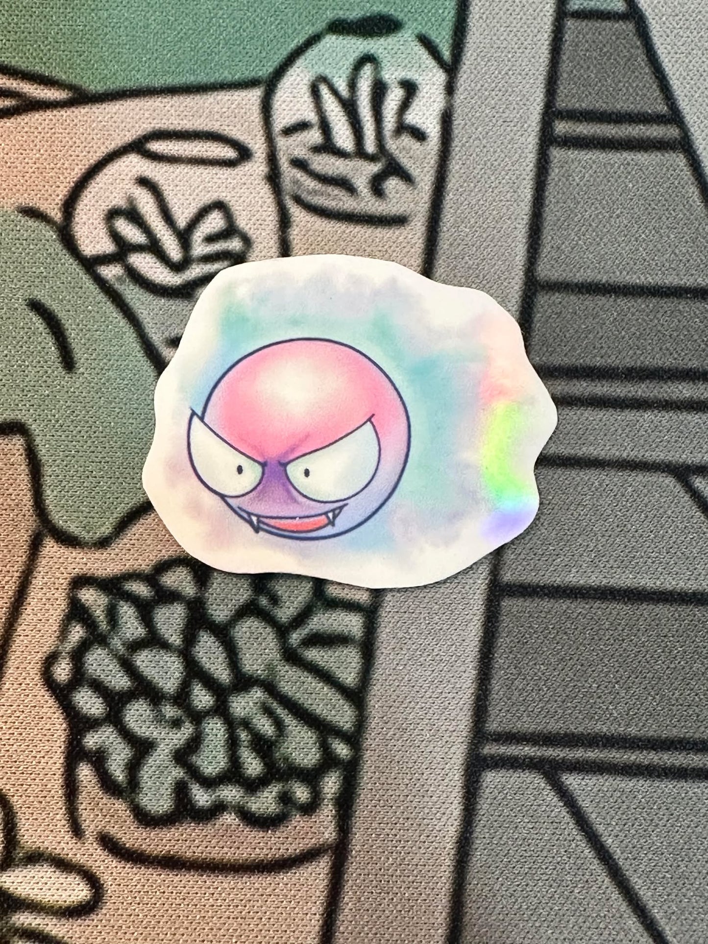 showing the gastly by itself with a different background for the pastel pokemon gengar, haunter and gastly stickers