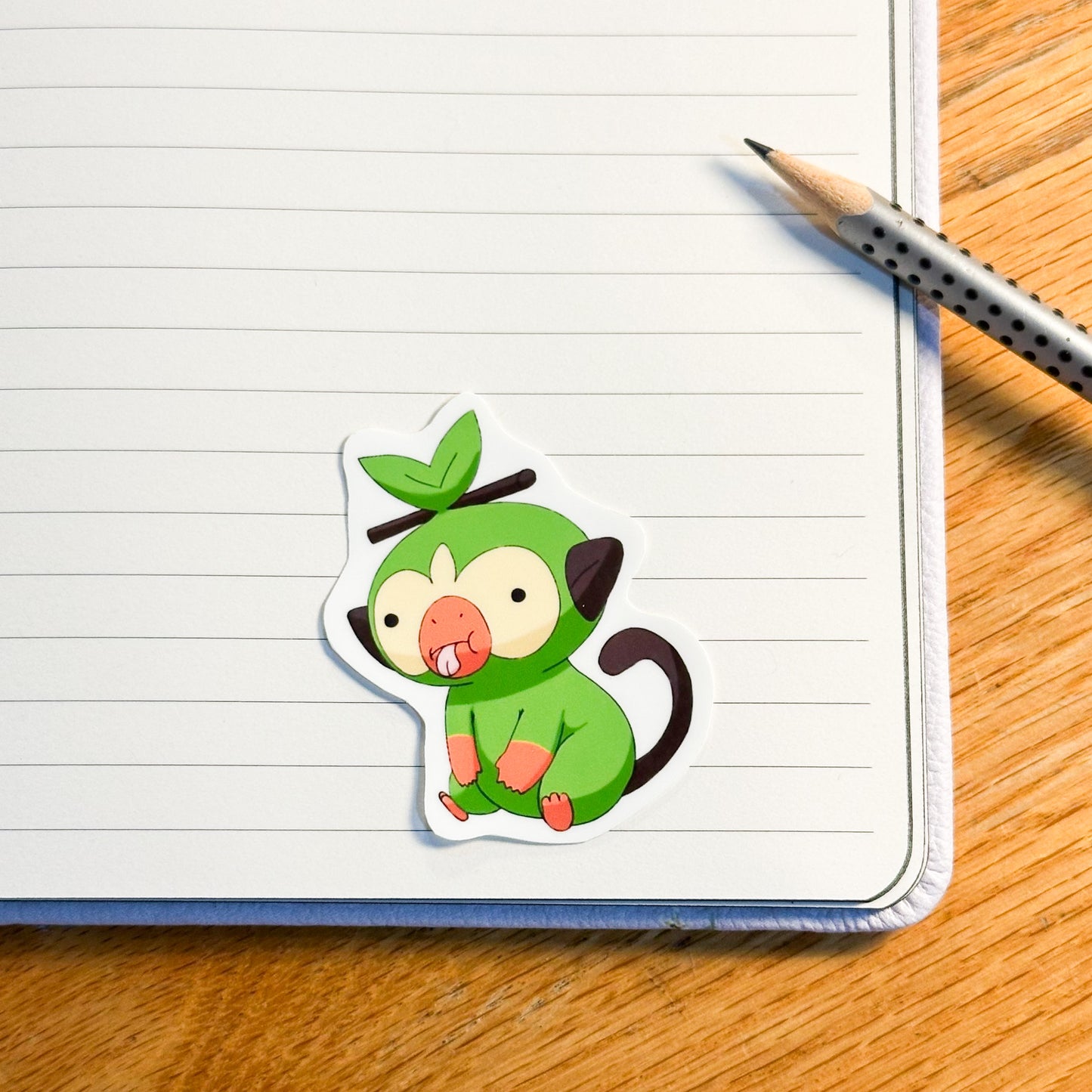showing the grooky variant by itself or the derpy pokemon stickers of bulbasaur, Chikorita, treecko, turtwig, snivy, chespin, grooky, rowlett, sprigatito