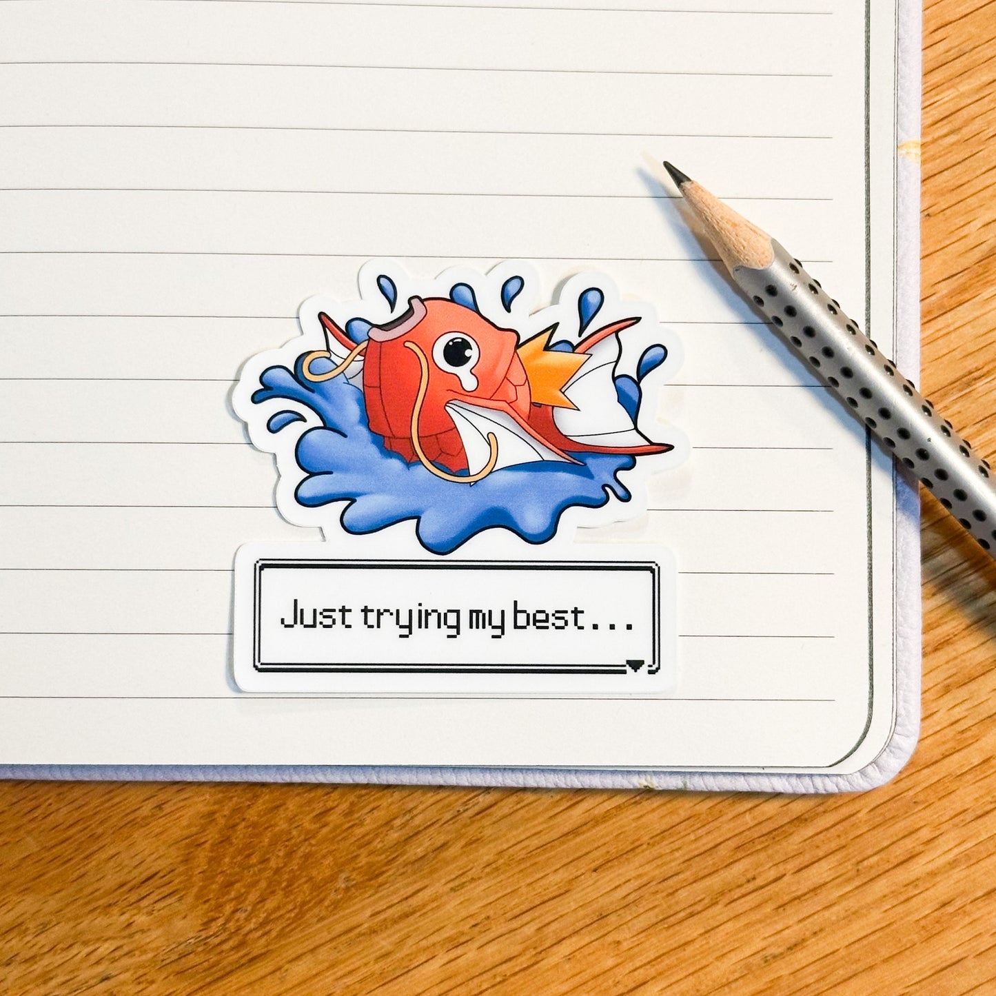 Close up high resolution photo of the pokemon magikarp sticker