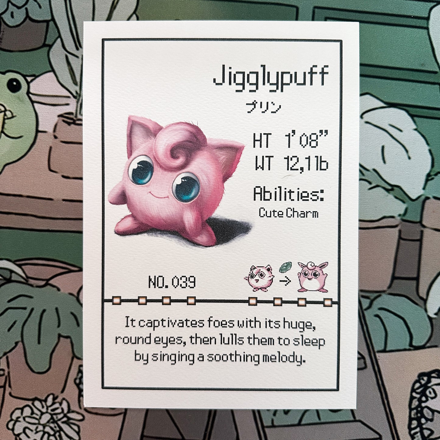 Jigglypuff Pokedex entry print A5
