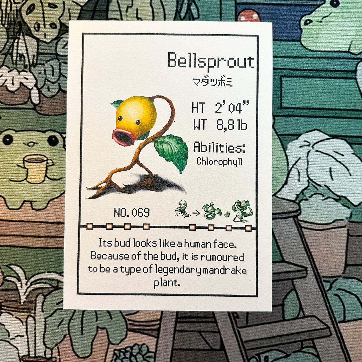 Bellsprout Pokedex entry print A5