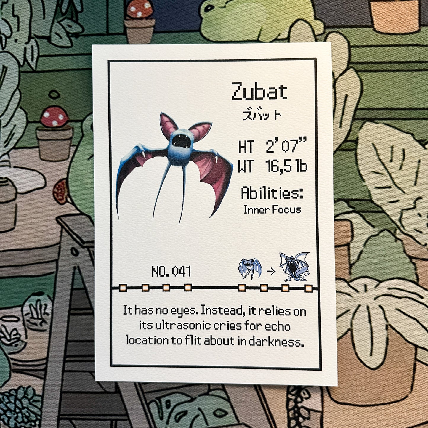 Zubat Pokedex entry print A5