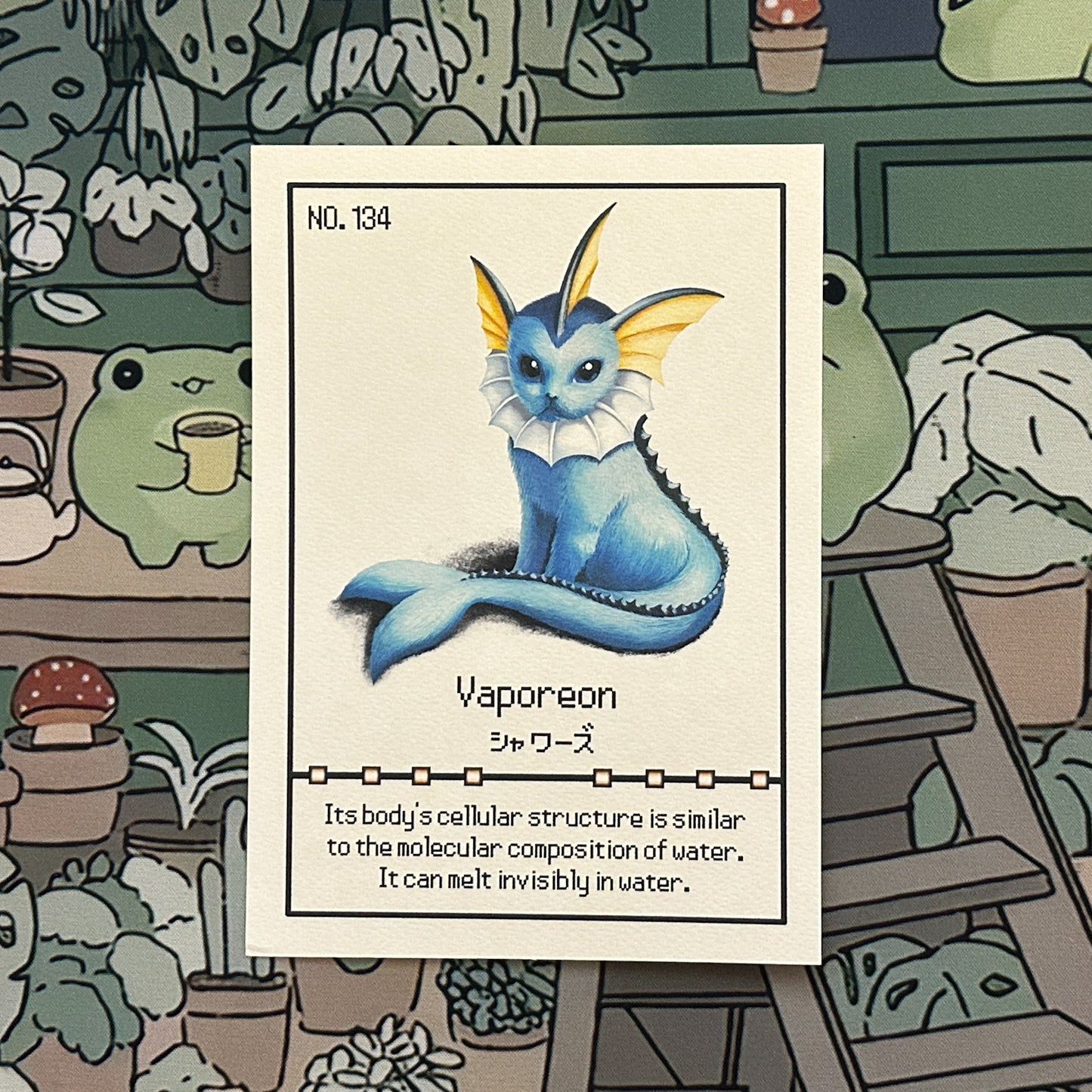 Vaporeon Pokedex entry print A5