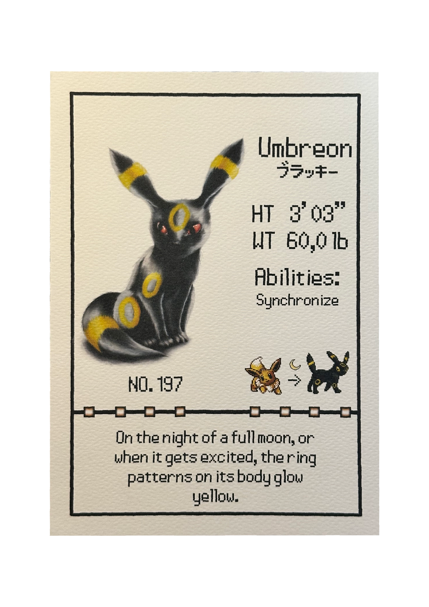This picture shows variant 2 of the pokemon umbreon pokedex print