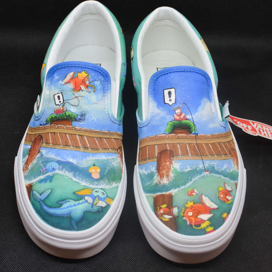 close up image of the custom water type pokemon shoes