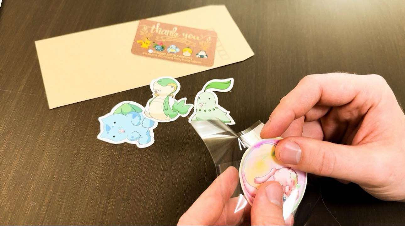 showing how i package pokemon stickers