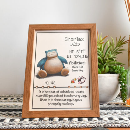 #143 Snorlax Pokedex Print
