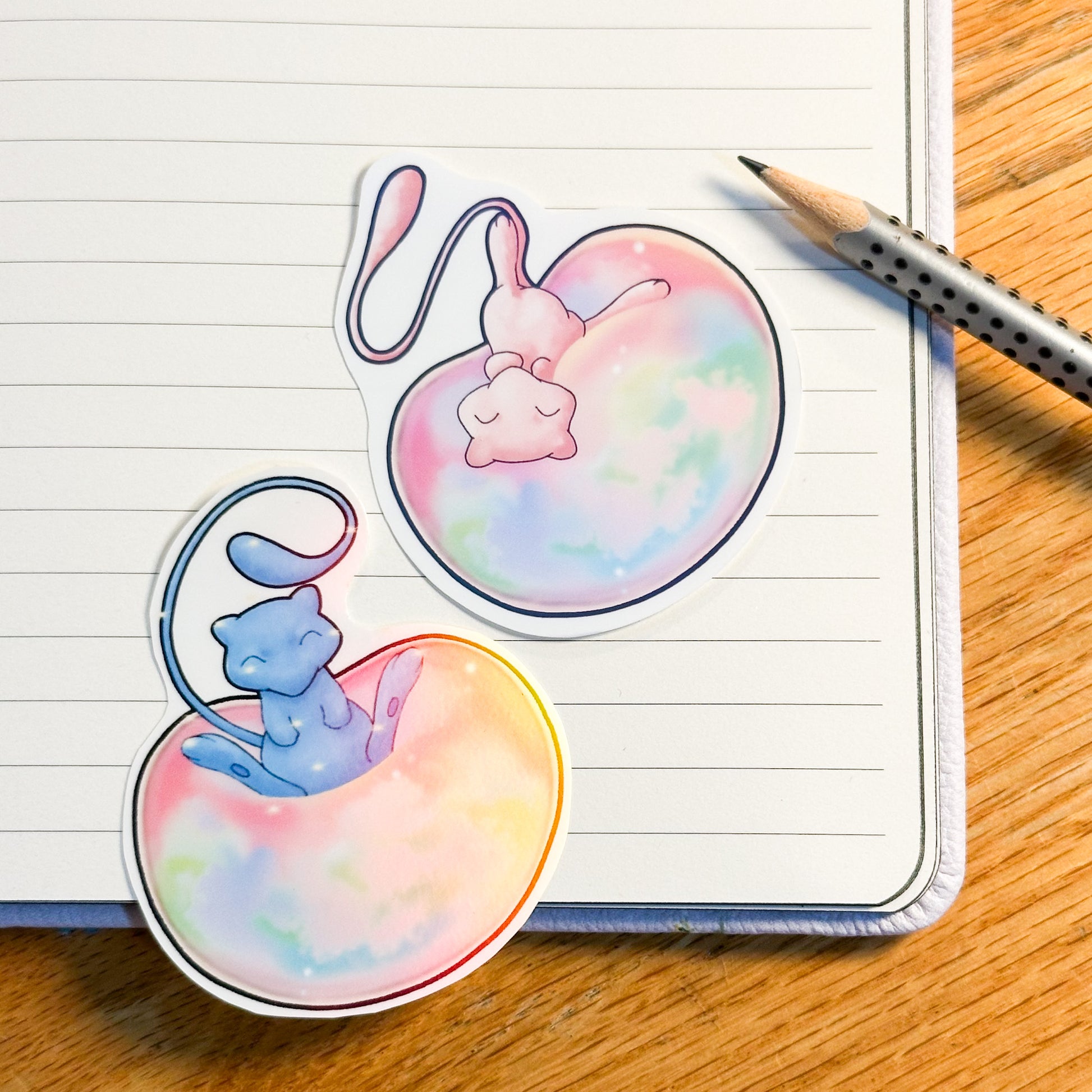showing both variants together for the pokemon mew sticker
