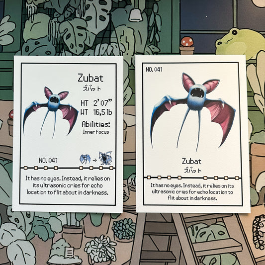 Zubat Pokedex entry print A5