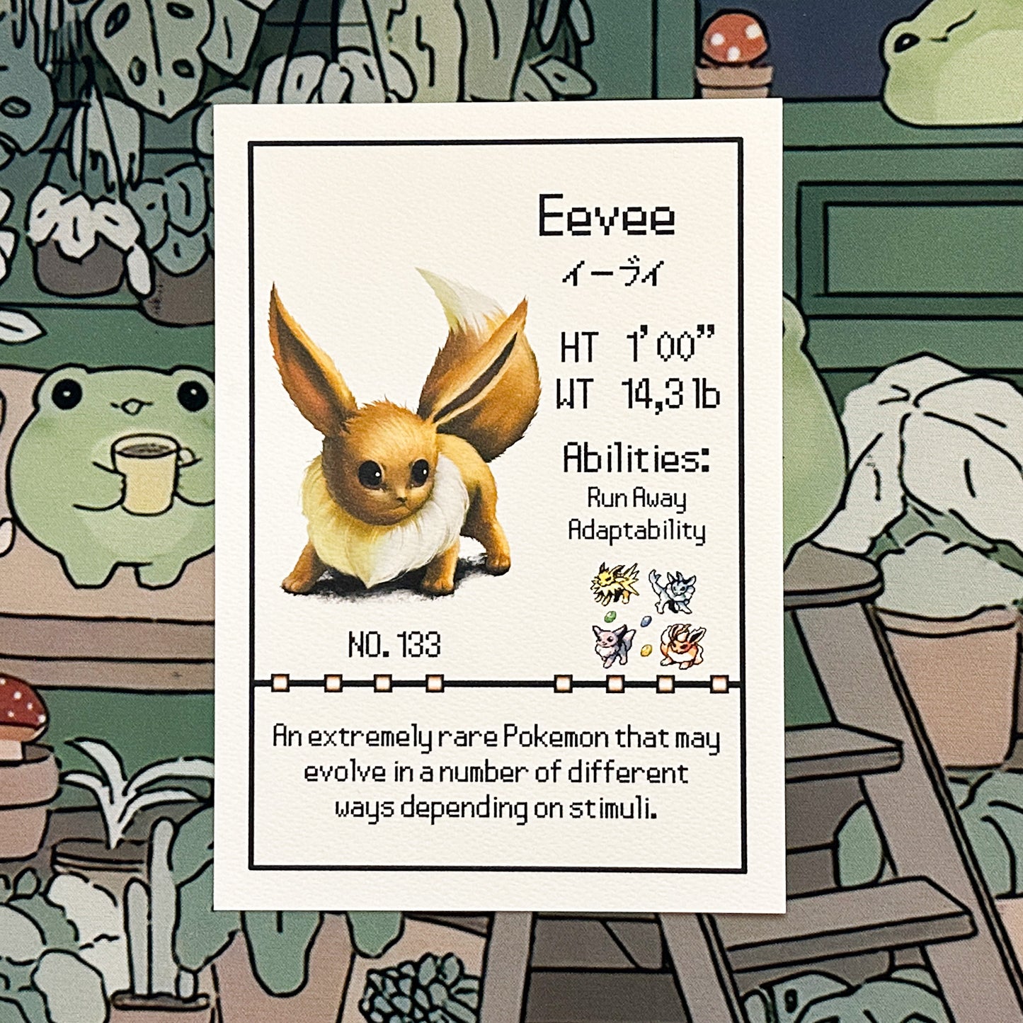 Eevee Pokedex entry print A5