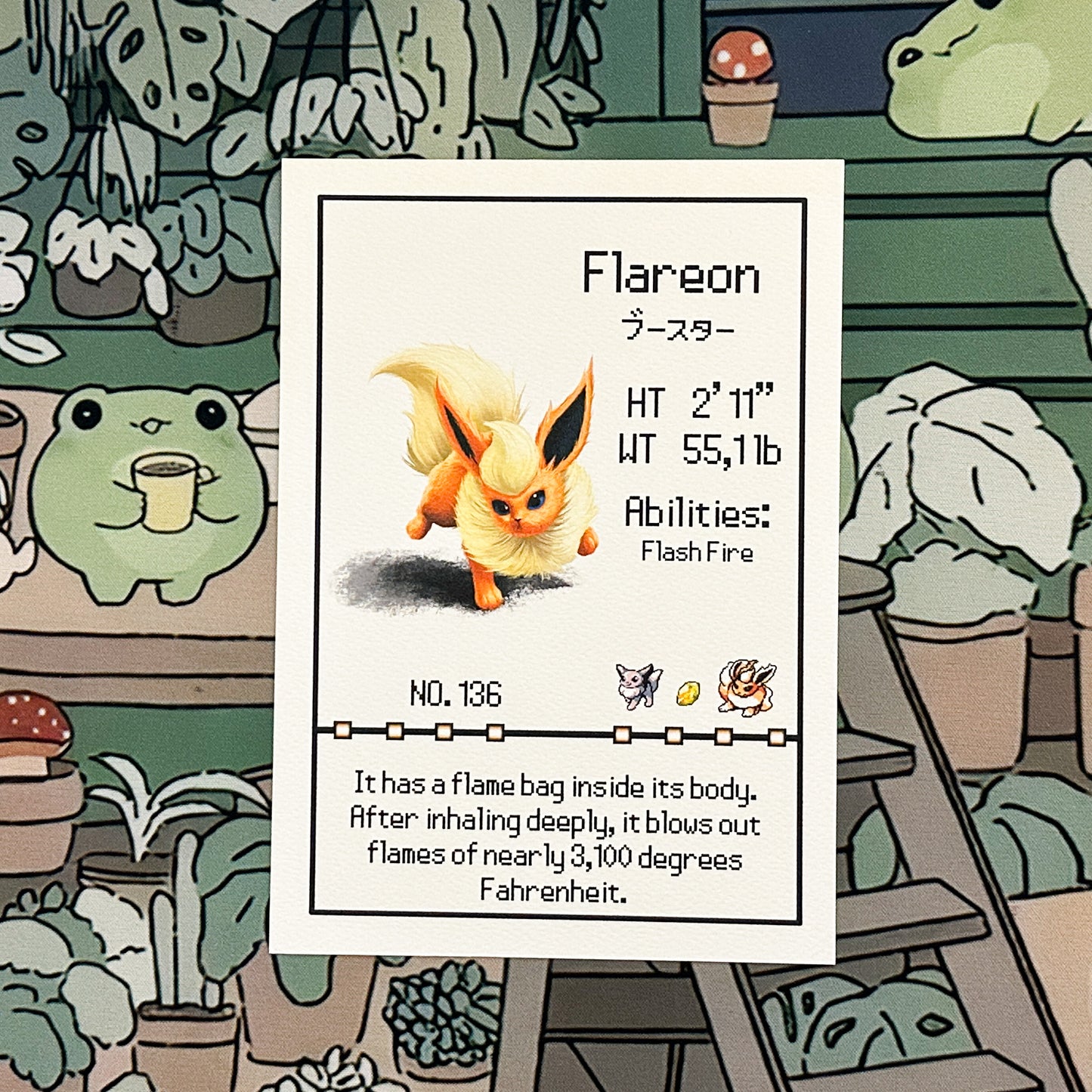 Flareon Pokedex entry print A5