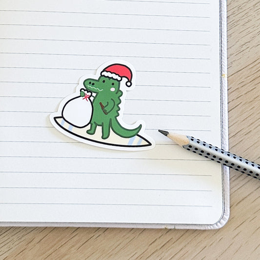 Surfing Crocodile Vinyl Sticker