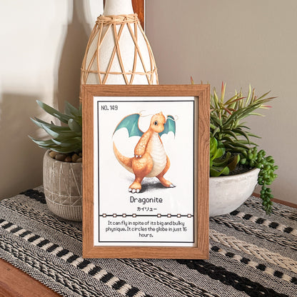 #149 Dragonite Pokedex Print