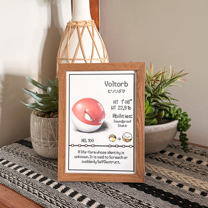#100 Voltorb Pokedex Print