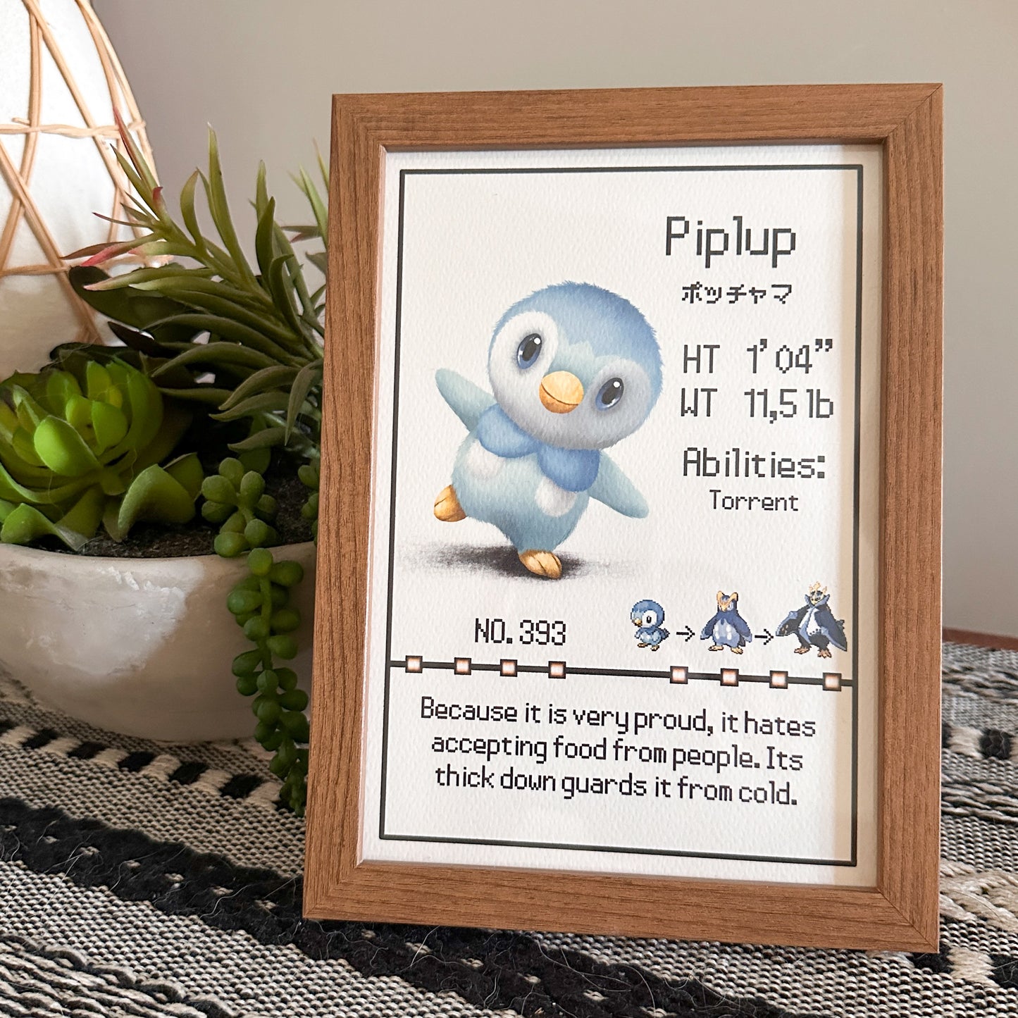 #393 Piplup Pokedex Print