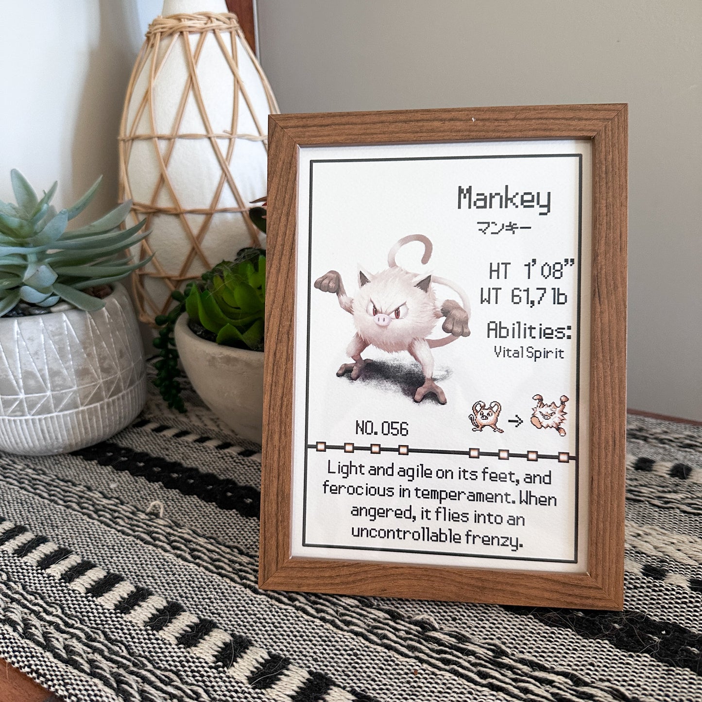 #056 Mankey Pokedex Print