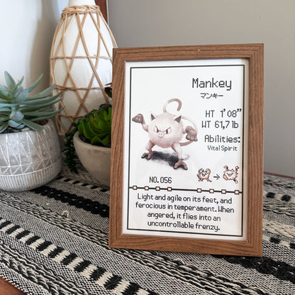#056 Mankey Pokedex Print