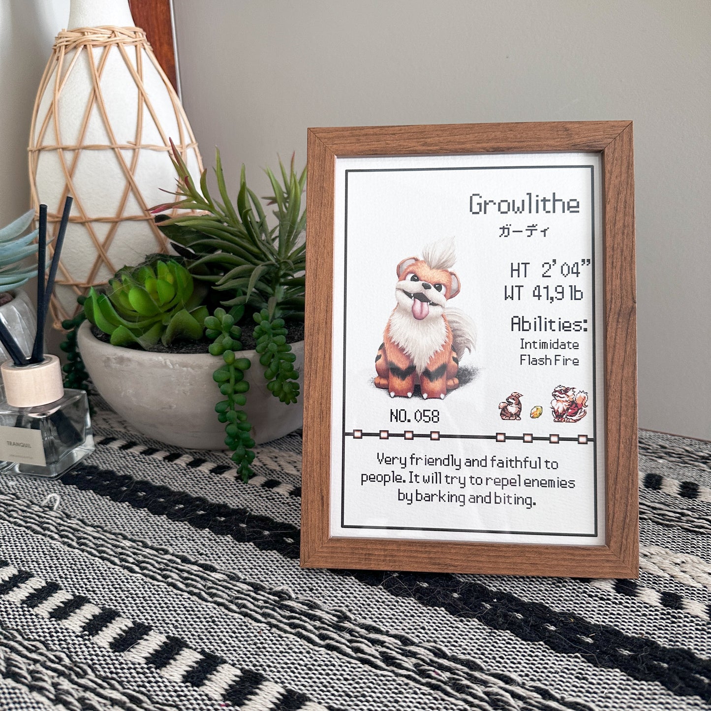 #058 Growlithe Pokedex Print