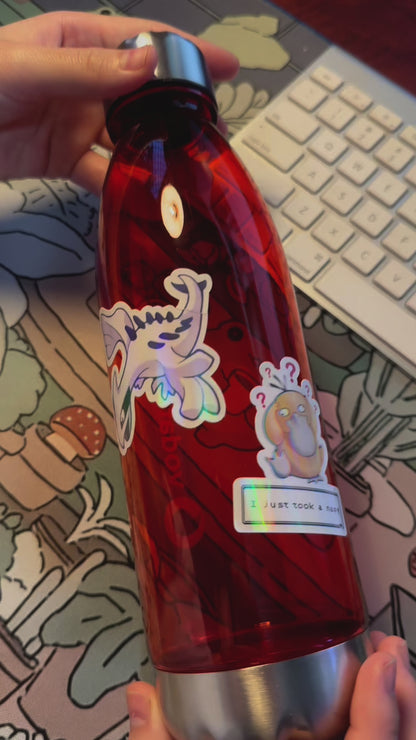 video of the stickers showing the light effect for the pokemon psyduck sticker